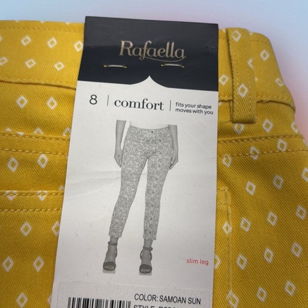 RAFAELLA Women’s 8 Bright Yellow Patterned Pull On Pants - Picture 4 of 4